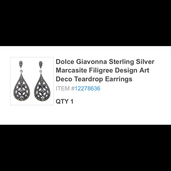 Dolce Giavonna sterling silver marcasite earrings - Picture 3 of 4